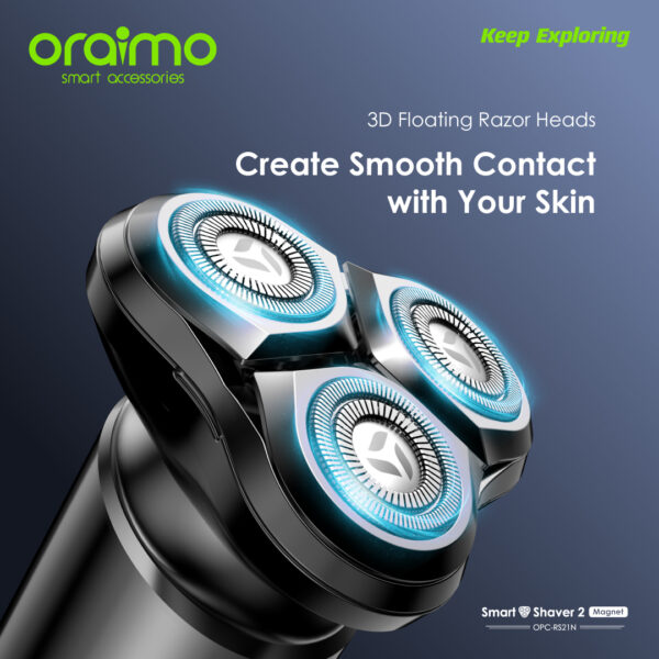 6995834e93117119d712ba8f11cefff66583af9a94523 oraimo Smart Shaver 2 Magnet 3D Dual Ultra-thin Shaver