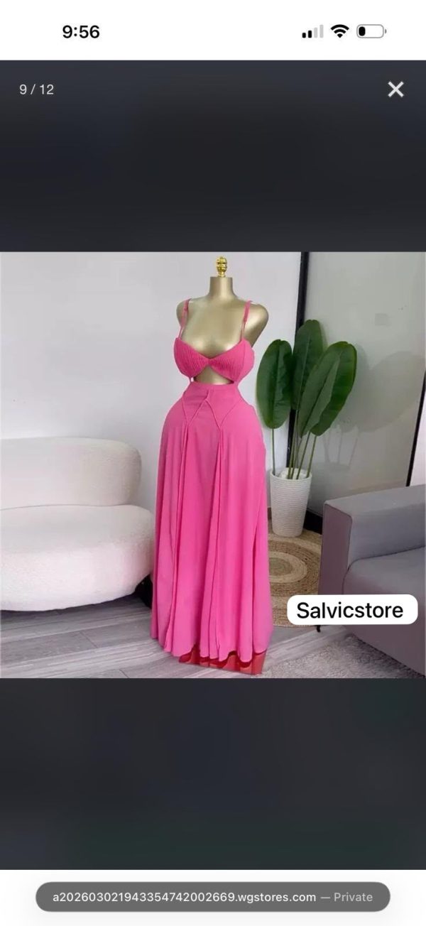 Elegant Pink Cut-Out Maxi Dress