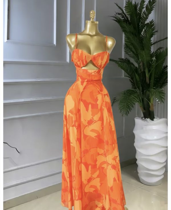 Elegant Pink Cut-Out Maxi Dress