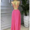 Elegant Pink Cut-Out Maxi Dress
