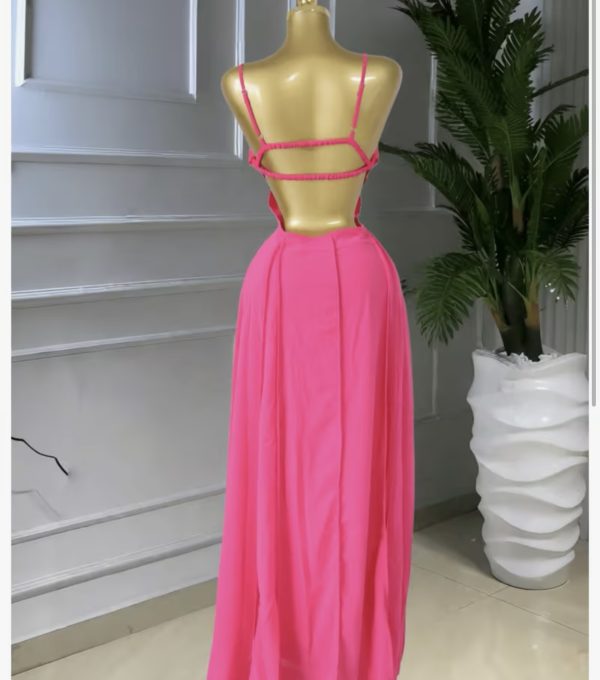 Elegant Pink Cut-Out Maxi Dress